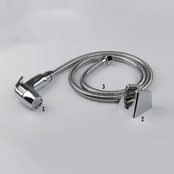 1 sada ruční bidetové sprchy s vysokým tlakem vody, ABS plast, malá ruční sprcha do koupelny, chrom, Shattaf, přenosná toaletní tryska 8 nejlepší prodej Přenosná ruční sprcha - №7