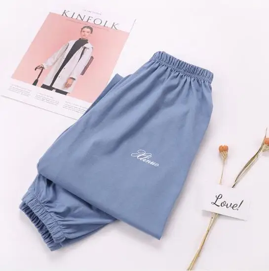 Fdfklak Pantaloni del pigiama di cotone per le donne Primavera Autunno Pantaloni da notte Pantaloni da salotto Pantaloni da casa Pantaloni da