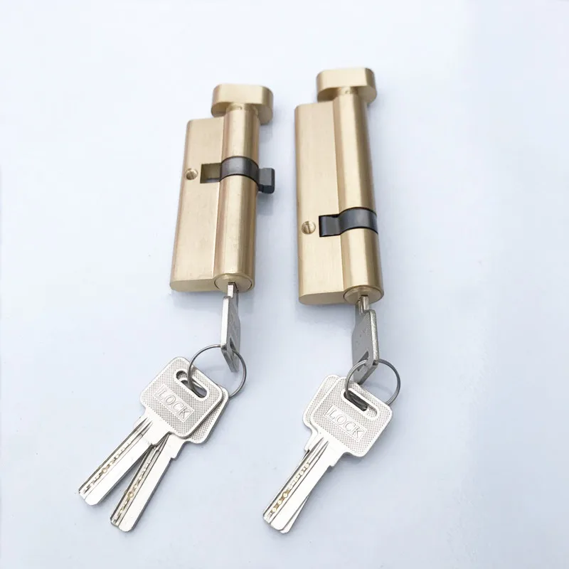 Custom Eccentric Core 70 75 80 85 90 95MM Lock Gold Bed Door Cylinder Pure Brass Door Lock Lengthened Extended