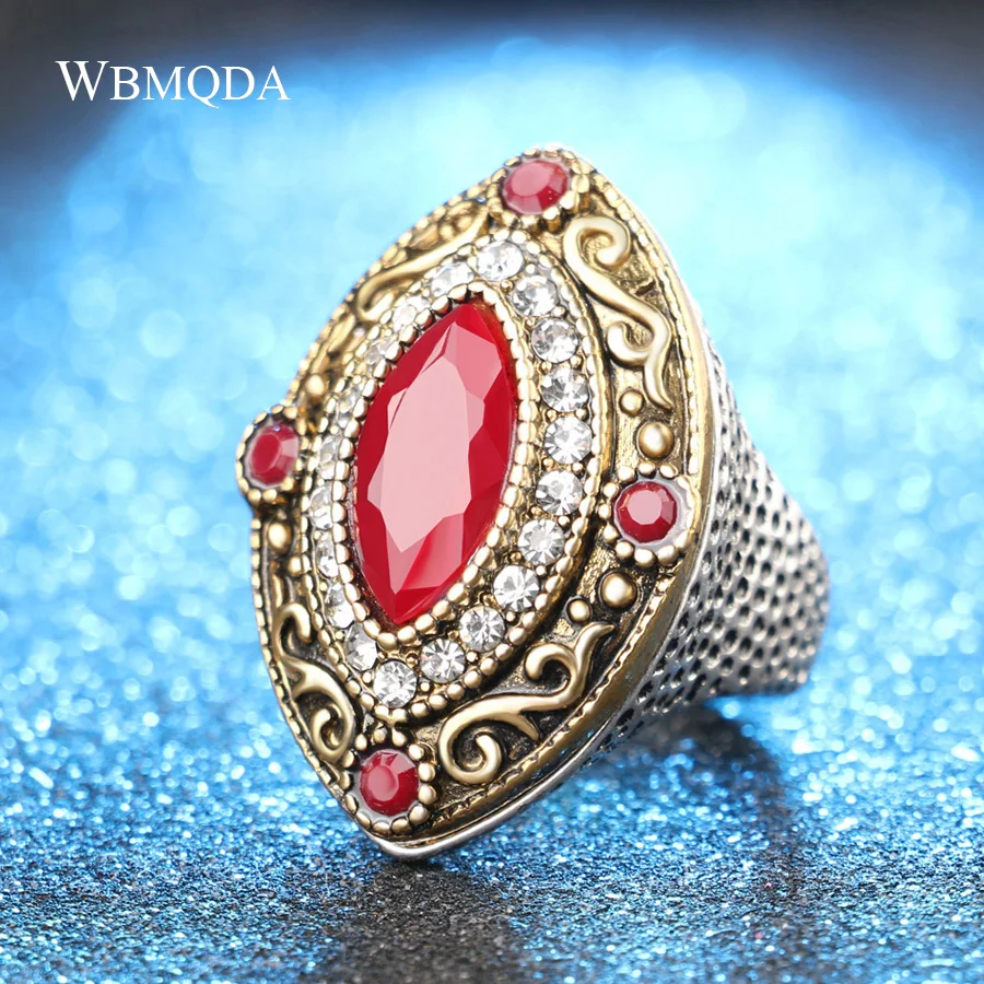 Hot 2020 Fashion Gold Color Vintage Rings For Women Jewelry Size 10 Mosaic AAA Resin Eye Accessories Wholesale