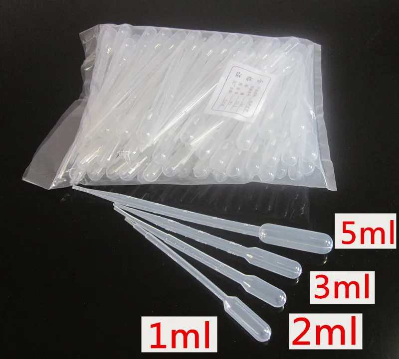 

100pcs/lot 0.2ml 0.5ml 1ml 2ml 3ml 5ml Pipettes Disposable Plastic Graduated Pasteur Pipette Dropper Polyethylene wholesale