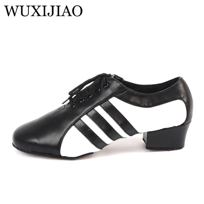 WUXIJIAO new style Men's Genuine leather Latin dance shoes black male Ballroom dancing shoes comfortable Party shoes