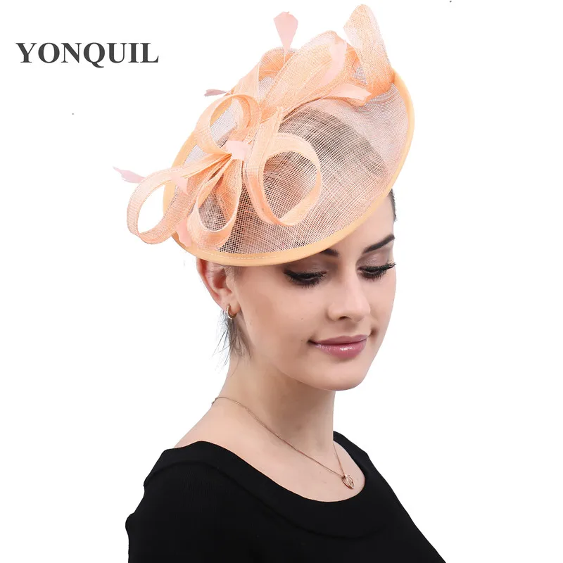 

Classic Sinamay Bow Fascinator With Clips Women Elegant Millinery Linen Hats Bridal Headwear Elegant Ladies Hair Accessorie