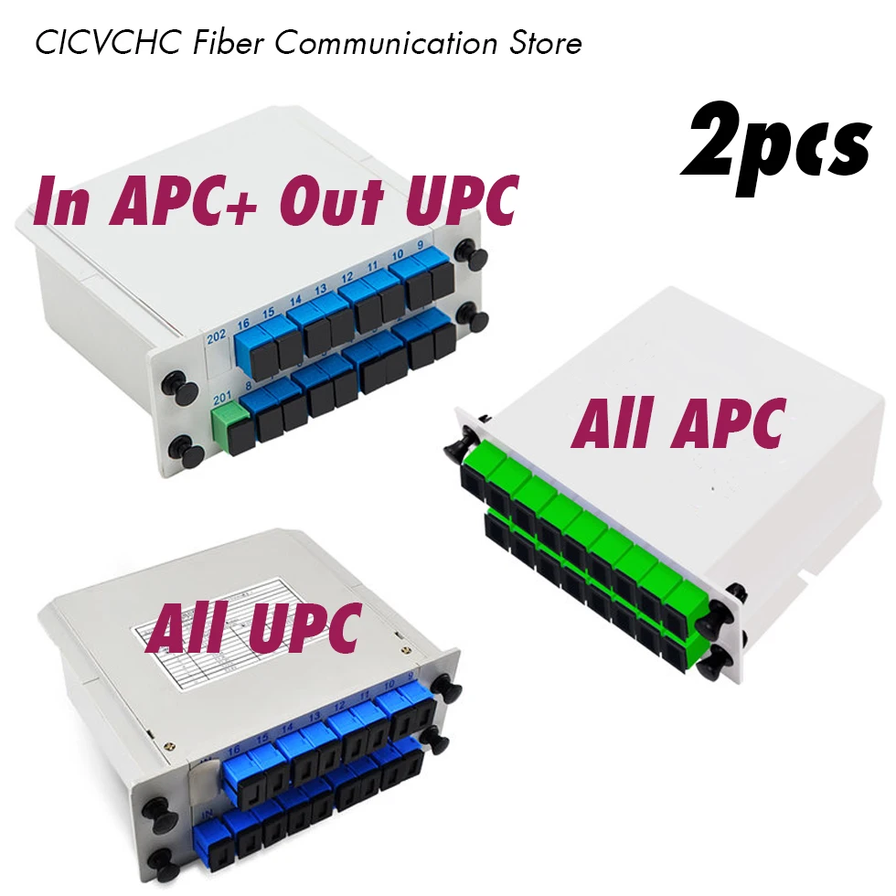 2 pcs 1x16 PLC Fiber Splitter, Mini Plug-in Type, with SC Connector/Cassette Card Inserting