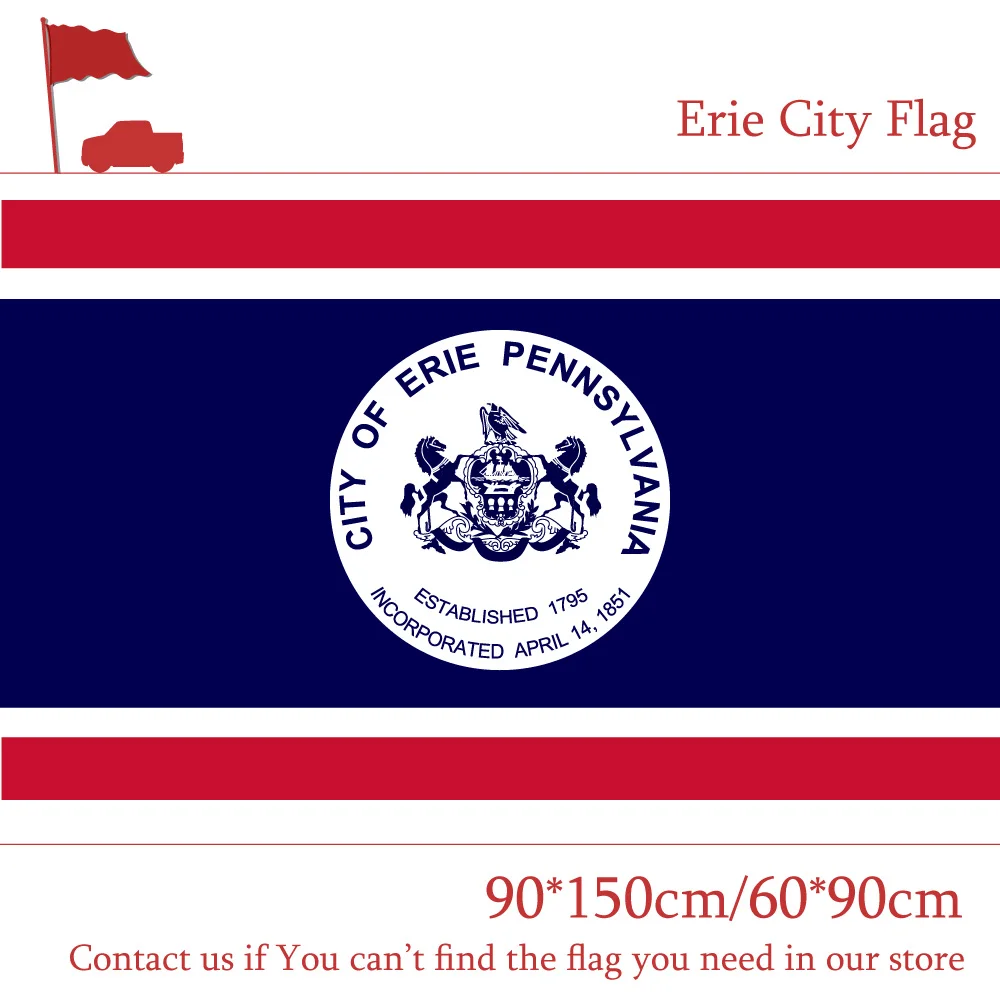 90*150cm 60*90cm US Erie City Flag State of Pennsylvania 3x5ft Custom High-quality 100d Polyester Banners