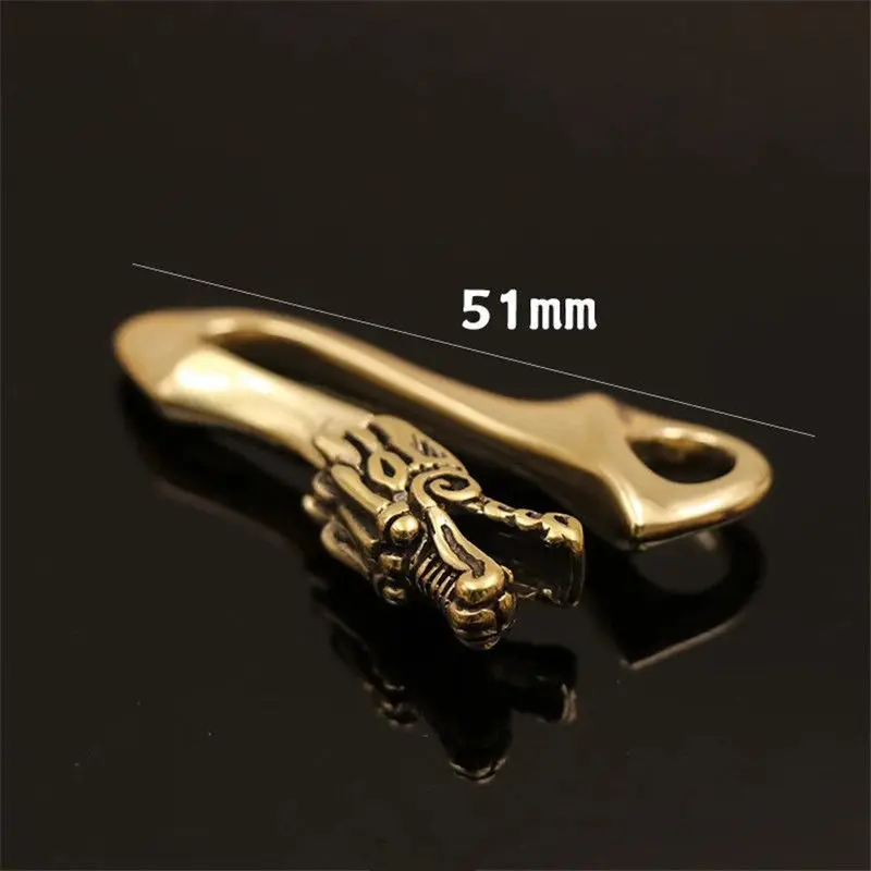 Solid Brass Belt U Hook Skull Dragon Bamboo Fish Hook Fob clip Keychain Key Ring Wallet Chain Hook Leather Craft Decor 4 styles