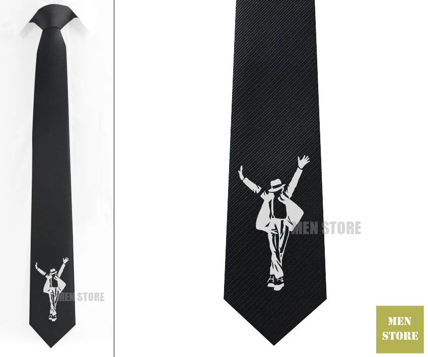 

Michael Jackson Pattern Men Jacquard Woven Skinny Slim Narrow 2.3" Necktie 6 cm Neckwear Wedding Party Groom Tie Cufflink LK081M