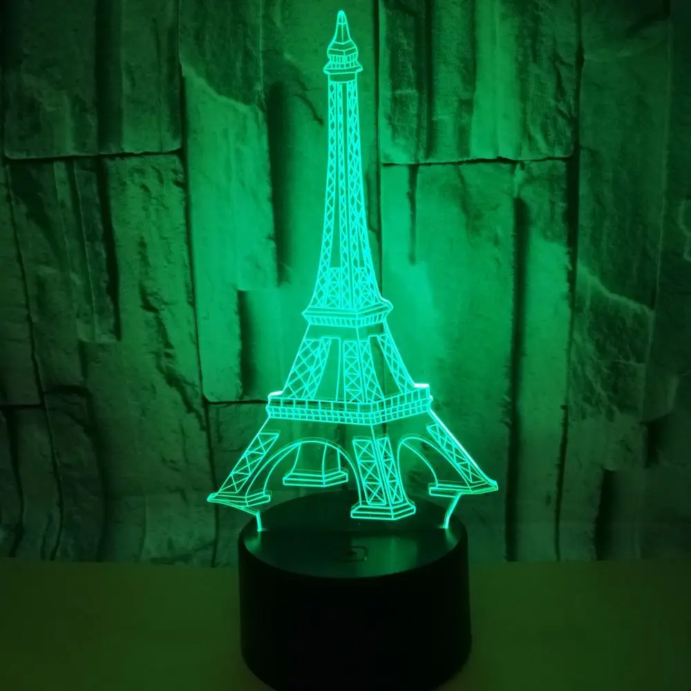 

Colorful Eiffel Tower 3d Lamp Creative Vision Stereo Led Touch Switch Table Lamp Gradual Small Table Lamps For Living Room
