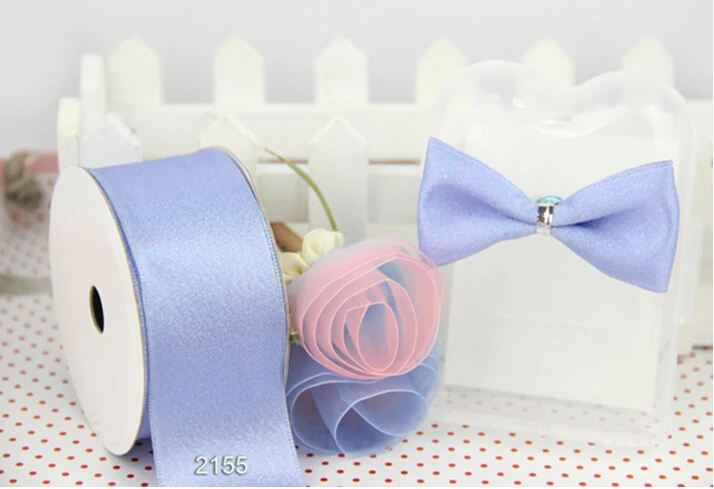 38MM X 25yards Shiny blue wire edge satin ribbon for gift box wrapping flower decoration N2155