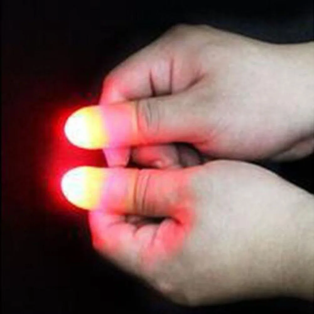 Hot Sale 2Pcs Magic Super Bright LED Light Up Thumbs Fingers Trick Appearing Light Close Up Light-Up Toys