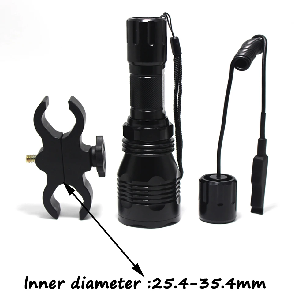 1000LM LED Tactical Flashlight Long Range Red Green White 18650 Hunting Light Lanter +Gun Mount + Pressure Switch