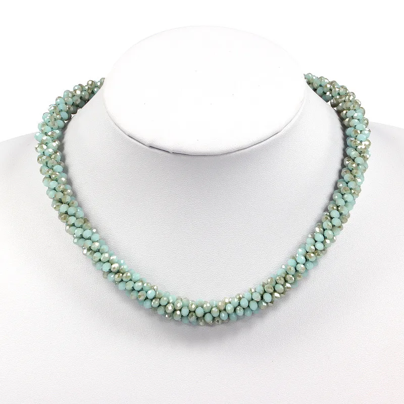 2016New chokers trendy match crystal choker necklace women jewelry big handmade Weaving beads jewelry statement necklace