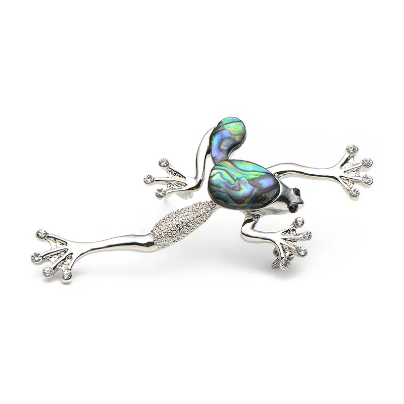 Alloy Natural Shell Frog Brooches Women Men Banquet Metal Animal Brooch Pins For Suits Dress Fashion Hat Scarf Pins Corsage