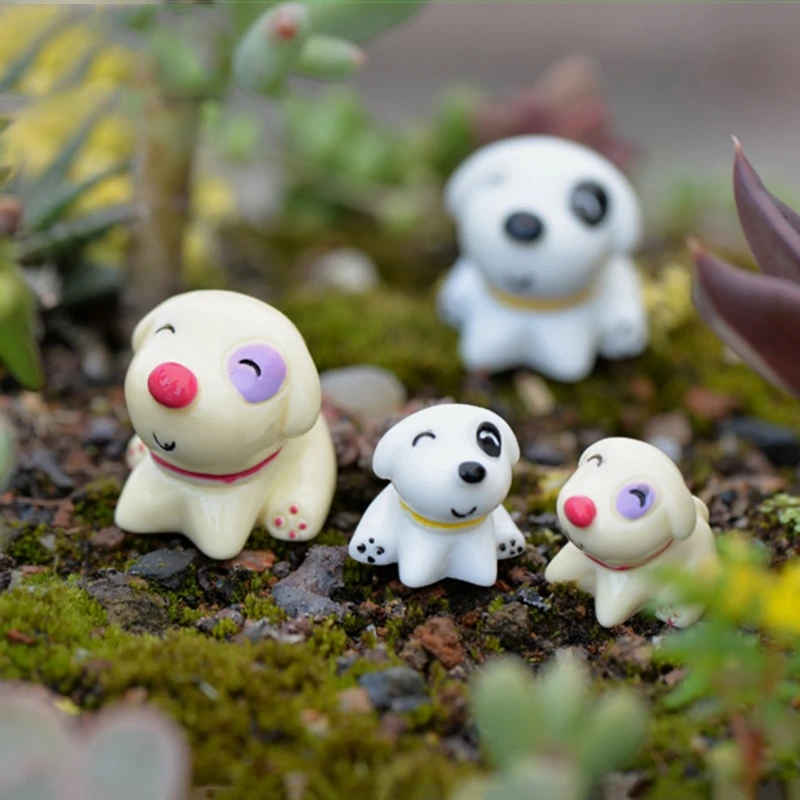 Cute Resin Dog Figure Miniature Ornament Doll Toy Dollhouse Bonsai Decor 4 Color Home decoration