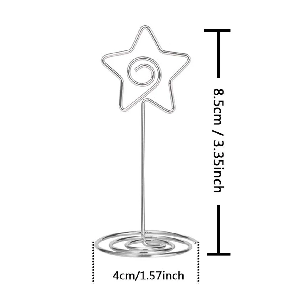 XRHYY 2pcs Card Holder Place Card Holders Table Number Stands Wire Table Picture Photo Holder Name Menu Memo Clips Star Shape