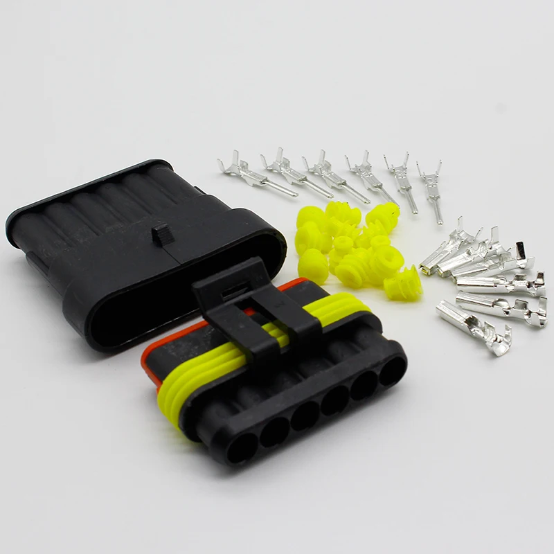 5 Kits Flame retardancy 1P 2P 3P 4P 5P 6P way Sealed waterproof automotive Wire Connector Plug Car Motorcycle HID auto connector