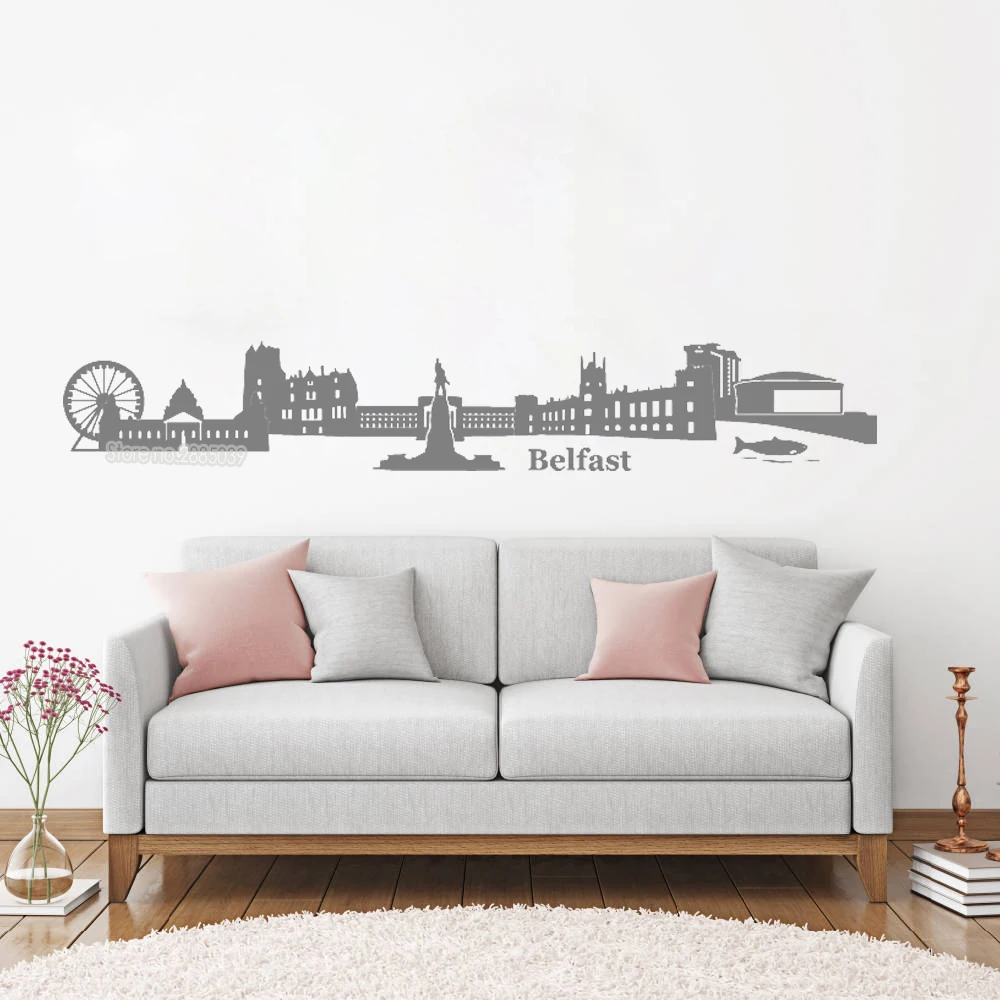 

Skyline of Belfast Vinyl Wall Decal Northern Ireland Beautiful City Home Decor Mural Living Room Modern Decorative Sticker LC127