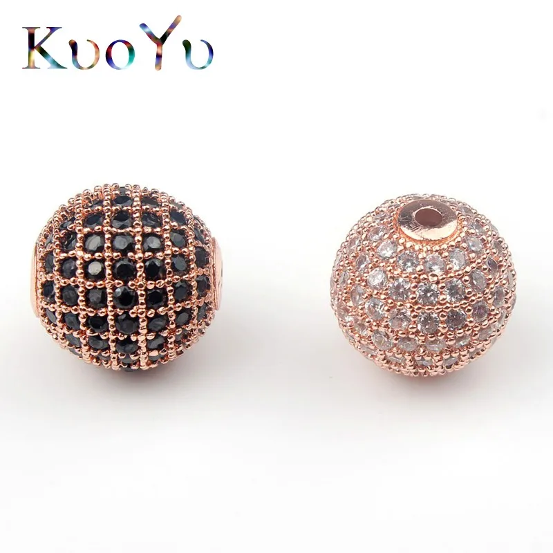 3pcs/lot Round Ball CZ Beads Metal Brass Micro Pave Crystal Zircon Space Beads For Jewelry DIY Charm Bracelet Making 4/6/8/10mm