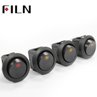 FILN 5Pcs KCD1 220V 10A Blue Red Green mini round illuminated toggle switch latching 3pins on off boat rocker switch