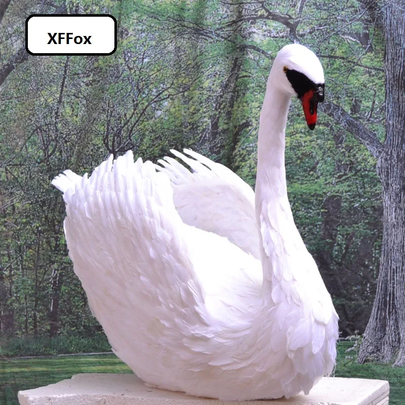 

big creative simulation red mouth swan model foam&feather lifelike white swan toy gift about 75cm xf0698