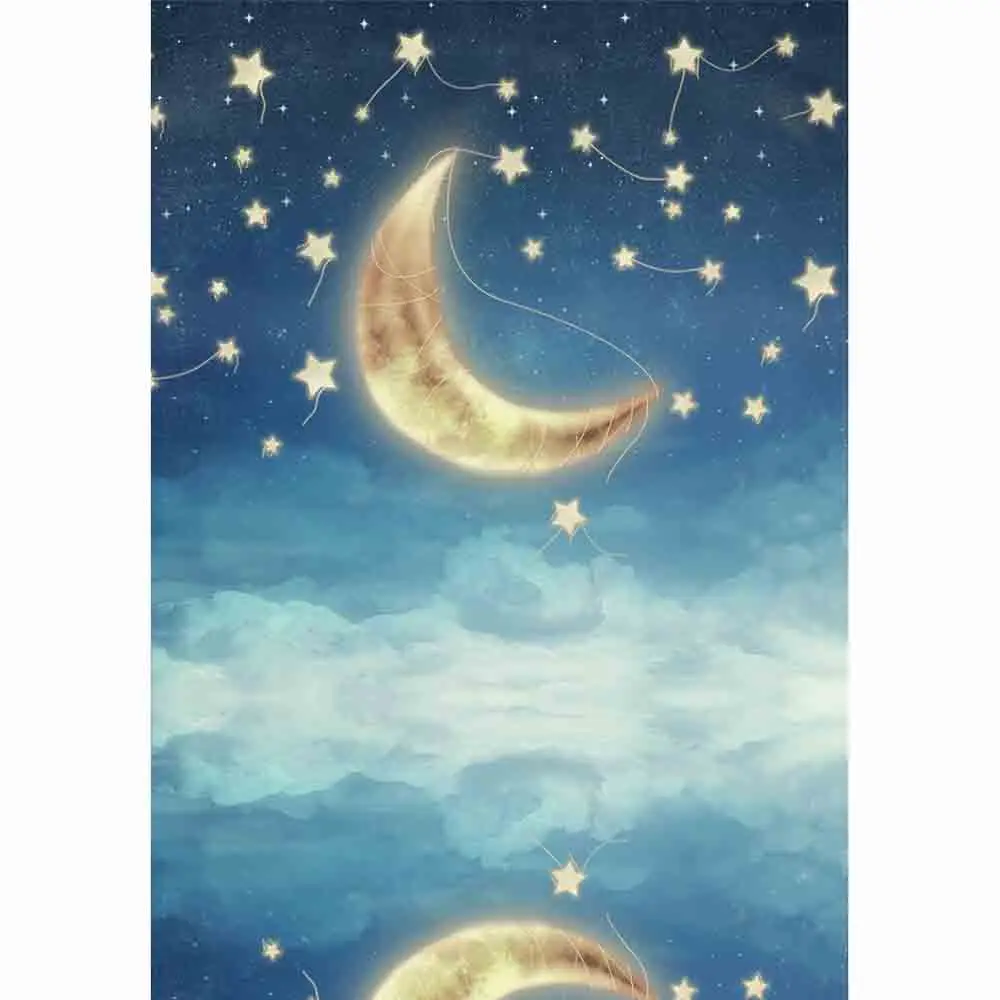 Funnytree backdrop photocall quiet night moon children bedroom decoration light star sky background photo session new photophone