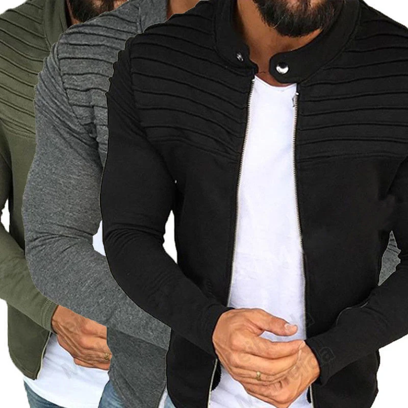DIMUSI Autumn Winter Mens Jacket Fashion Man Zipper Slim Collar Jacket Tops Long Sleeve Motorcycle Coats Outerwear Jacket Hommes