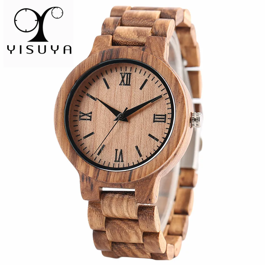 YISUYA-Reloj de bambú de madera natural para hombre y mujer, cronógrafo Digital de cuarzo, hecho a mano, creativo, regalo de Navidad
