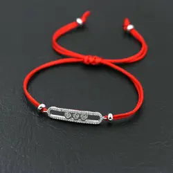 Handmade Thin Red Rope Thread String Bracelet Brilliant Slidable Crystal Zircon Women Bracelet Girl Couples Lucky Jewelry Gift