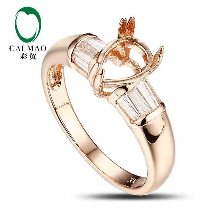 CaiMao Pear cut Semi Mount Ring Settings & 0.38ct Diamond 18k Rose Gold Gemstone Engagement Ring Fine Jewelry