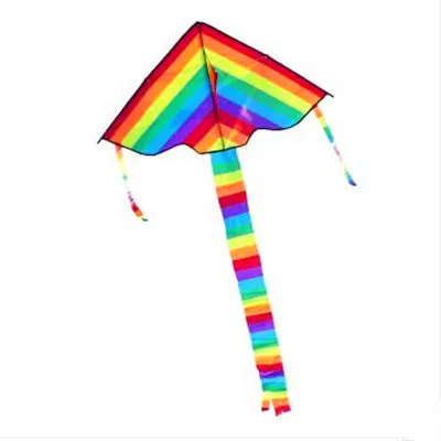 

Free Shipping wholesale rainbow kite 100pcs/lot with flying tools Outdoor Fun Sports kite Factory Child Triangle Color Kite toys