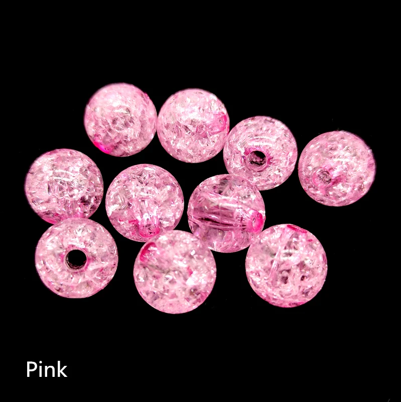 10pcs 12mm Round Crackle Beads Loose Spacer Acrylic  For Jewelry Making Necklaces Bracelets DIY