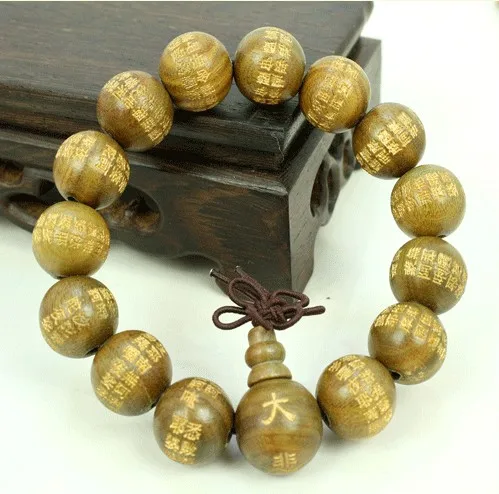 

Natural green sandalwood, engraved with great sadness, Scripture, beads, bracelet, wooden ornaments.