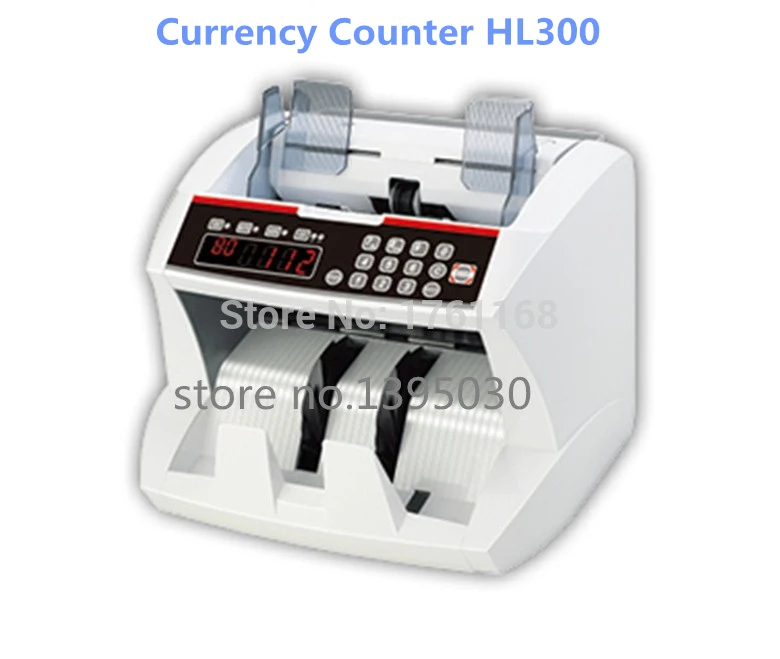 Bill Counter Front Loading Vertical Currency Counter With EU+US+RMB+HK +RS -HL300 Cash Counting Machine With English Manual