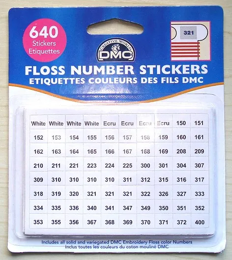 Amishop-Cross Stitch Number Stickers, 640 Stickers + Bland Stickers, DMC Number Numbers