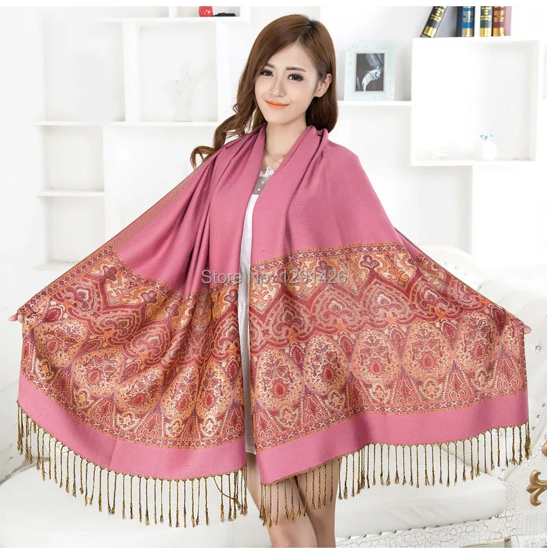 Pink Autumn Winter Women\'s Fashion Printing Pashmina Cashmere Shawl Scarf  Warp fashion scarf women