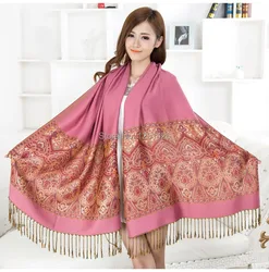 Pink Autumn Winter Women's Fashion Printing Pashmina Cashmere Shawl Scarf  Warp fashion scarf women