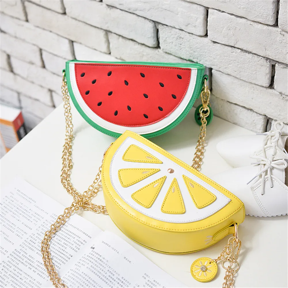 3D Cute Cartoon Women Shoulder Handbag Hamburger Ice cream Cake Bags Small Chain Clutch Crossbody Girls Messenger Bag Watermelon