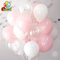 30pcs 10inch 2.2g Pink White Transparent Latex Helium Balloons Happy Birthday Party Supplies Baby Shower Wedding Decor Ballons