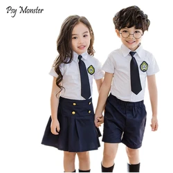 Children Korean Japanese Student Formal Preppy School Uniforms Girls Boys Kids Birthday Shirt Skirt Pants Tie Clothes Suit A29