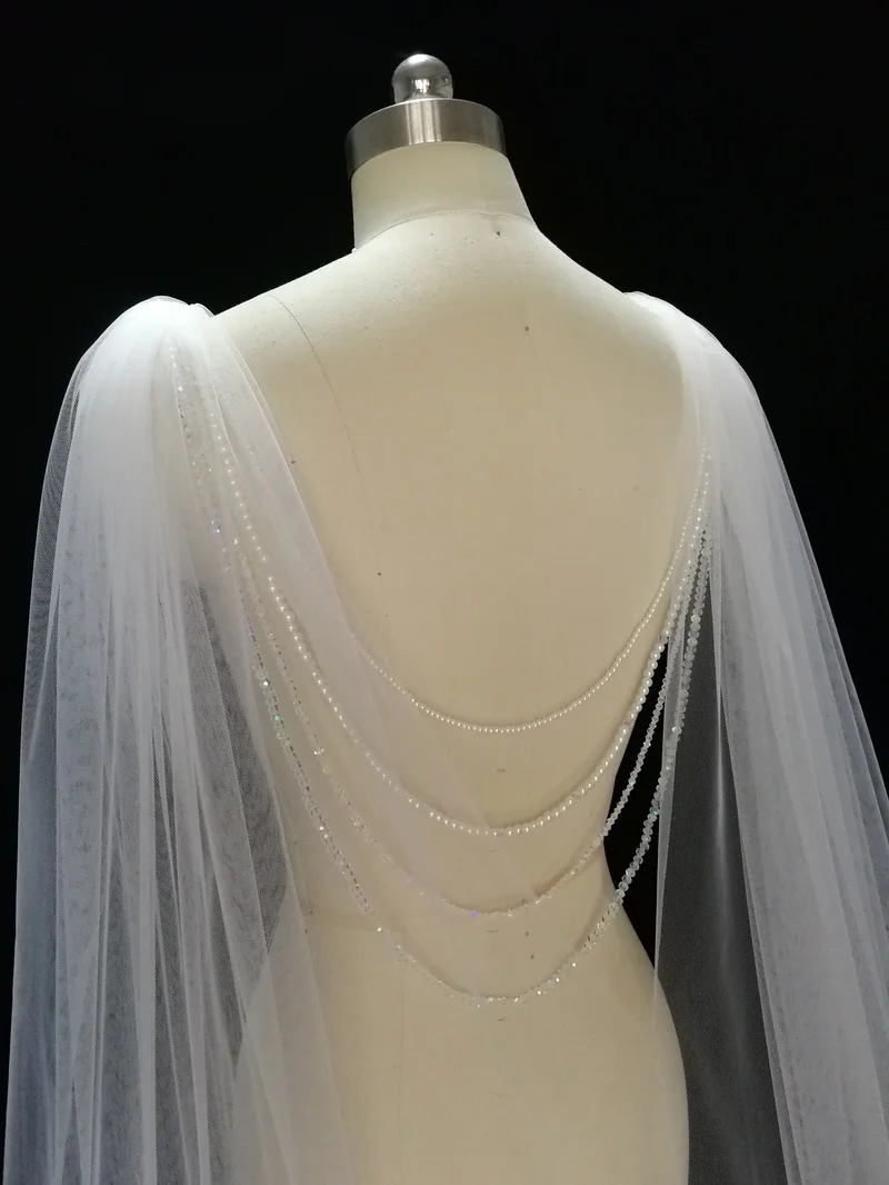 Wedding cape - Bridal cape veil - wedding bolero-  Back Necklace, Wedding Cape Veil, Modern Veil, Bridal Back Necklace