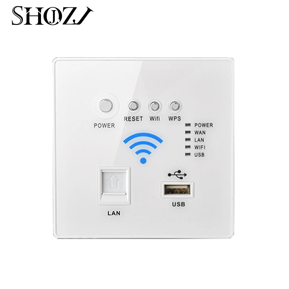 SMART HOME 300M Wall Embedded AP Wireless WIFI Router Wall Socket Panel WiFi Repeater  USB LAN 3G SHOJZJ