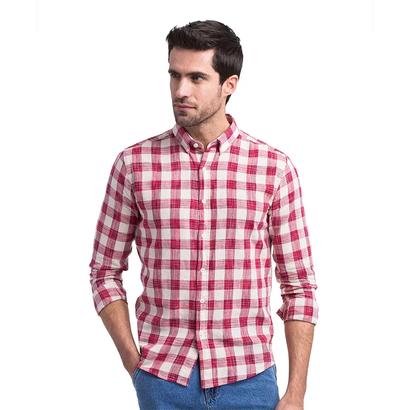 2021 wiosna jesień mężczyzna 100% bawełniane koszule moda Plaid mężczyzna projektant bluzka wysokiej jakości szczupła koszula typu Slim Camisa Masculina