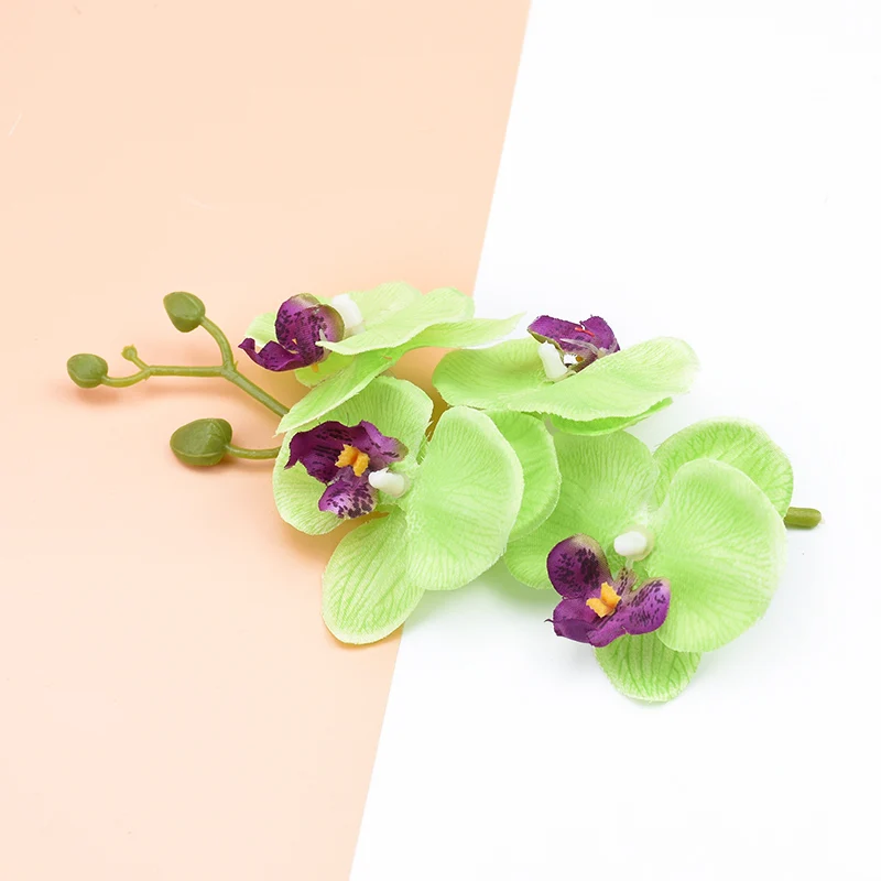 4 Stück Blumen plus 1 Stiel künstliche Blumen Heimdekoration Diy Zubehör dekorative Blumen Kranz Seide Schmetterling Orchidee Vase – Detail 21