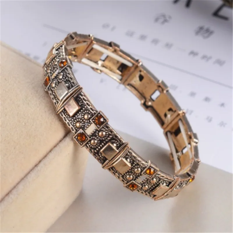 Fashion Adjustable size 5 Color Rhinestone Alloy Bracelet For Women Blue stone Gold Color Metal Bangle Jewelry Wholesale