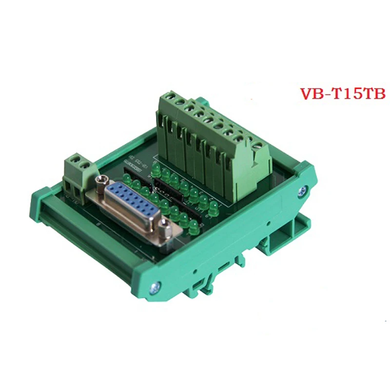 DB15 female male connectors terminal block breakout board adapter DIN Rail Type with Led Indicator