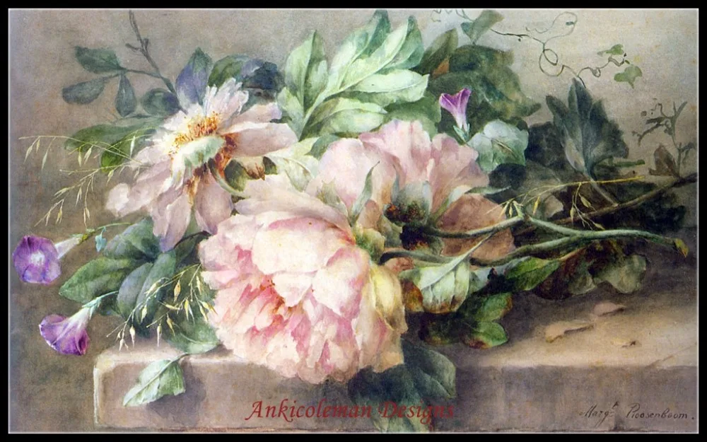 

Needlework for embroidery DIY DMC - Counted Cross Stitch Kits 14 ct Oil painting - Still Life with Peonies