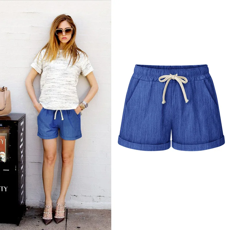 Summer Cotton Shorts Women Fashion Casua Short Pants Loose Slim Female shorts M-7XL