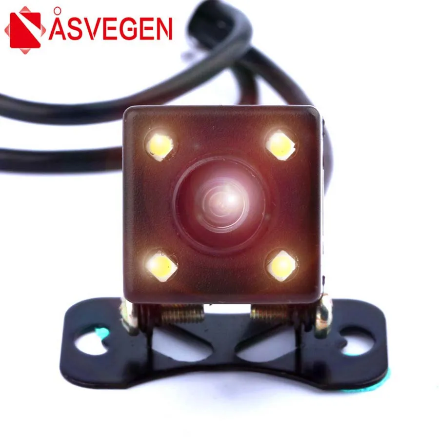 Asvegen Universal Waterproof Rear View Camera Wide Angle CCD 4 LED Light Night Vision Car Back Reverse Camera With Parking Line