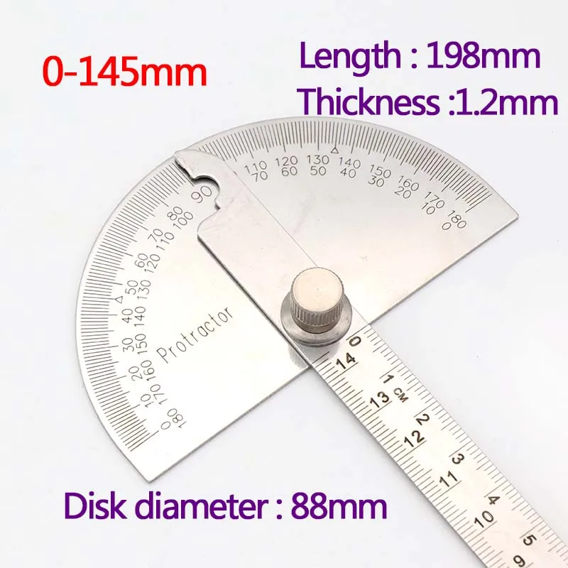 1pcs 145mm 150mm Stainless Steel Round Head 180 degree Protractor Angle Finder Rotary Craftsman Ruler Measuring Machinist Tools