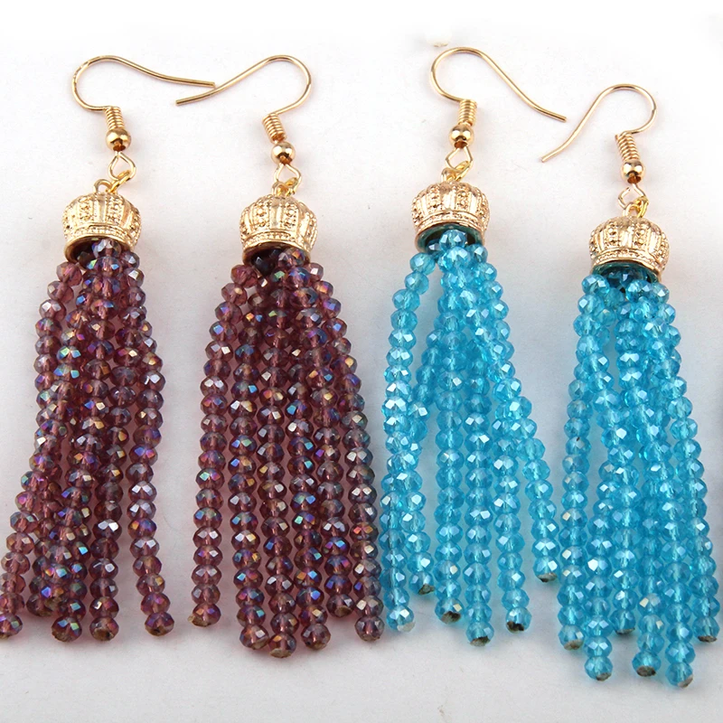 Free shipping Fashion Mini Shiny Glass Crystal Tassel Earring for Women Gift